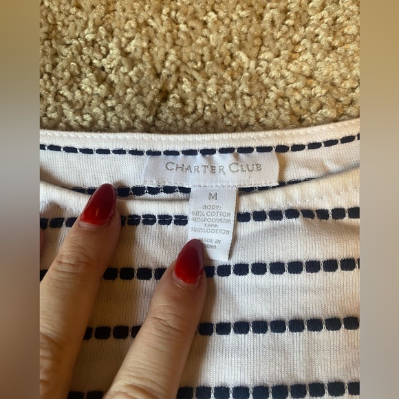 Charter Club Striped Lace Blouse - Picture 2 of 4